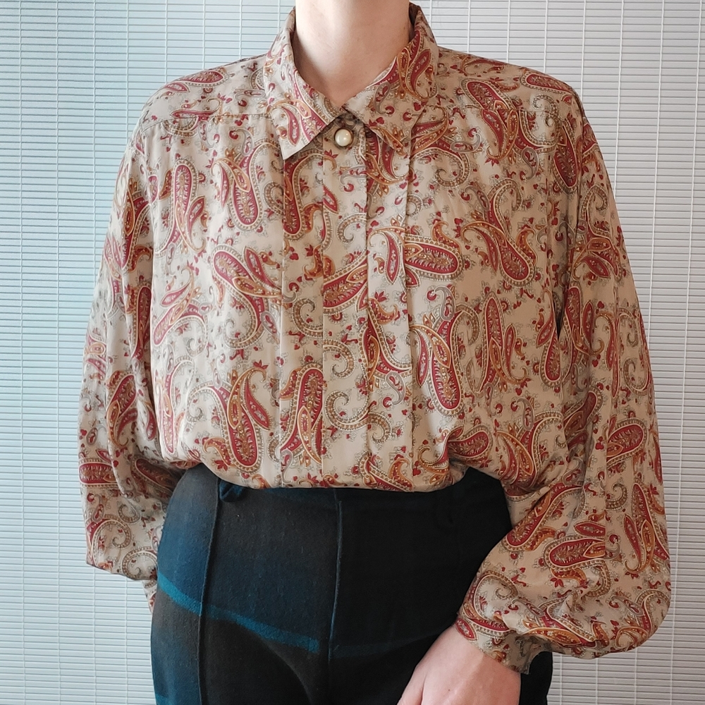 Vintage Alfred Dunner Paisley Balloon Sleeve Blouse Large